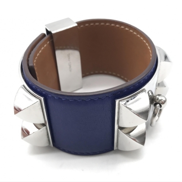 HERMÈS Authentic Collier De Chien 24 Bracelet Discontinued Color: Blue In Box - Picture 5 of 16